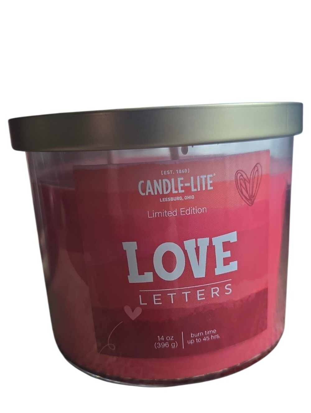 LOVE PinkRed Three-Wick Scented Candle Love Letters - Candle-Lite
